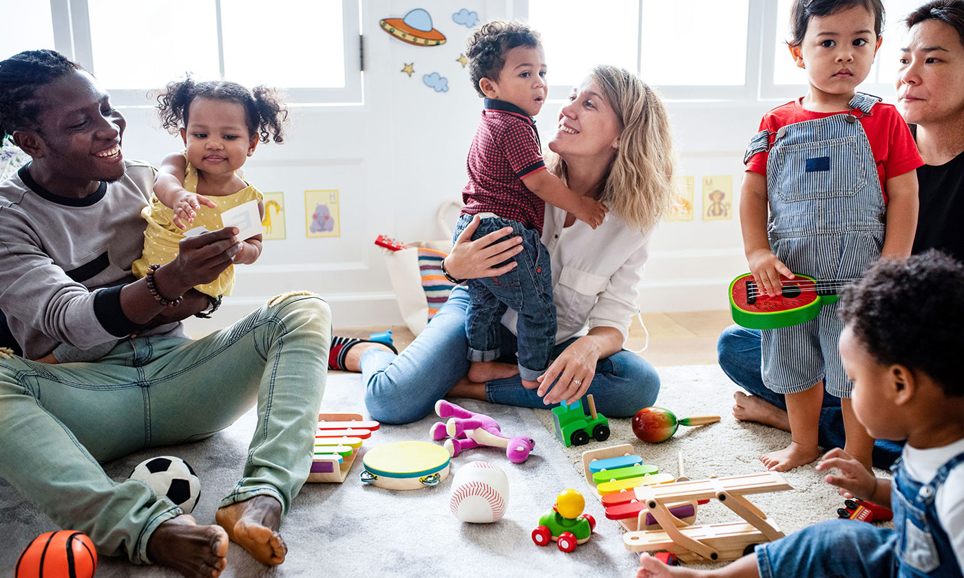 Diverse children enjoying playing with toys