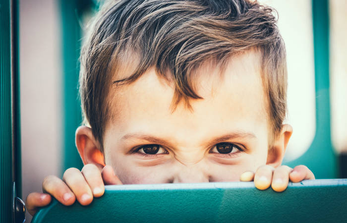 Upset three-year-old boy