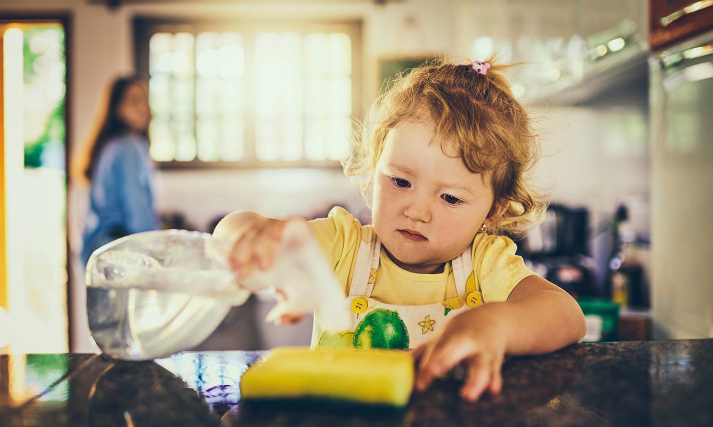 Child doing chores
