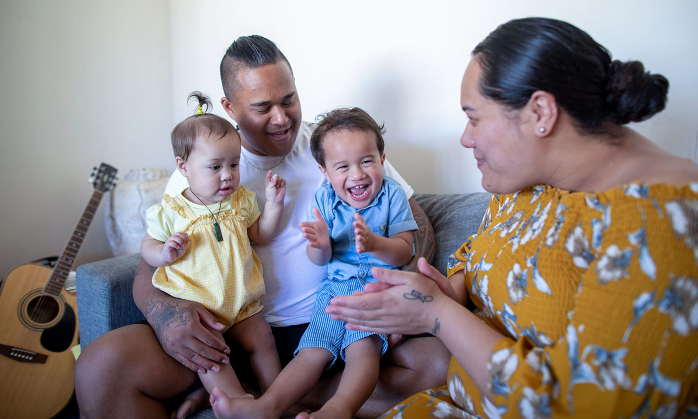 Mother, father with two children