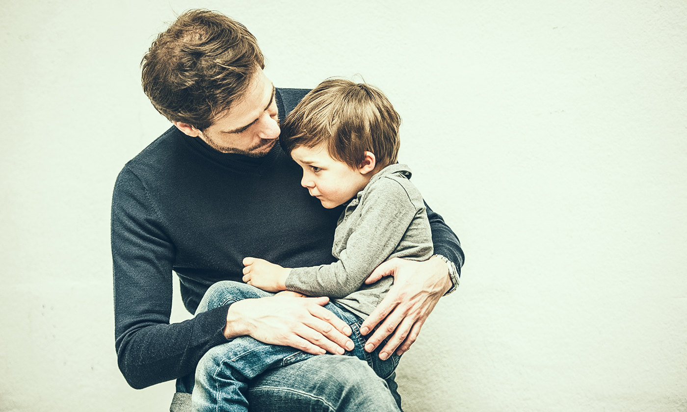 Father and son talking