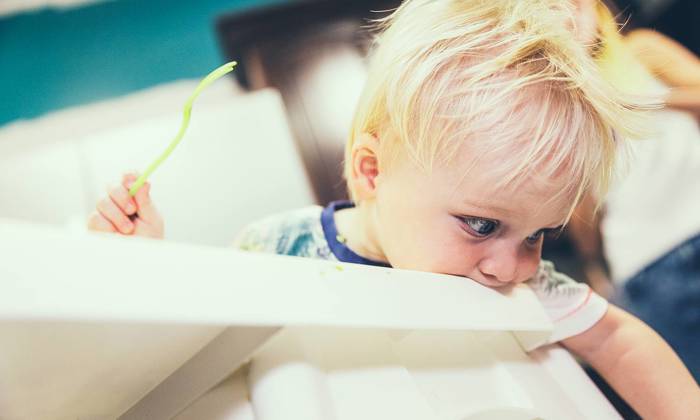 Baby dropped his food