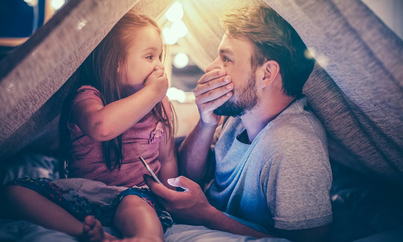 Father and daughter enjoying time at home