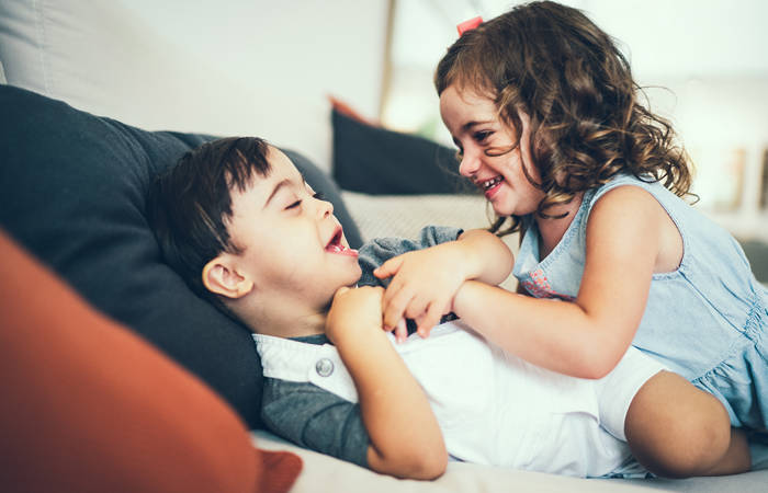 Brother and sister with Down Syndrome