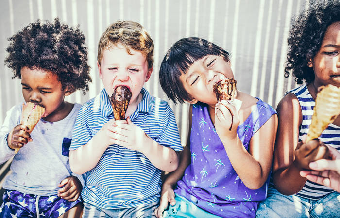 Children enjoying with ice cream