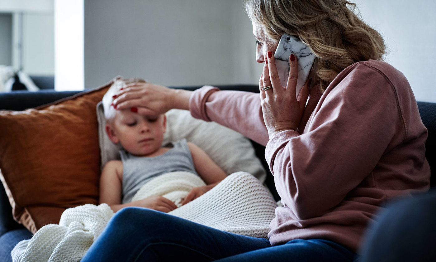 Mother with a sick child