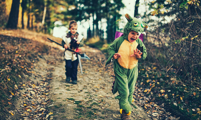 Boys participate in rough and tumble play
