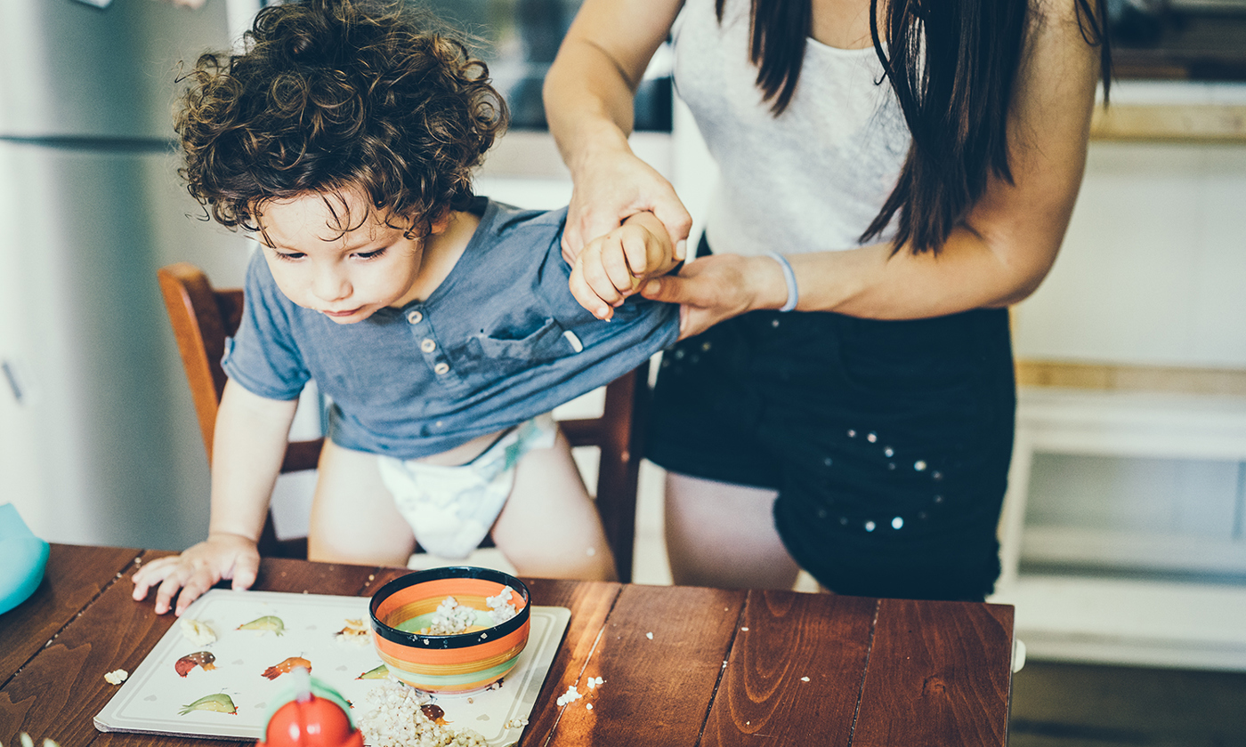 Messy toddler lunch