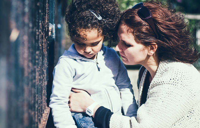 Mother with unhappy 4-year-old