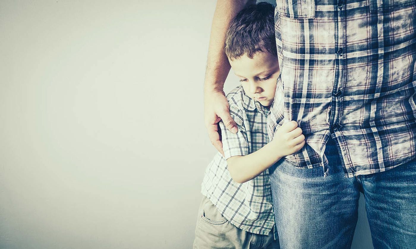 Anxious child with parent